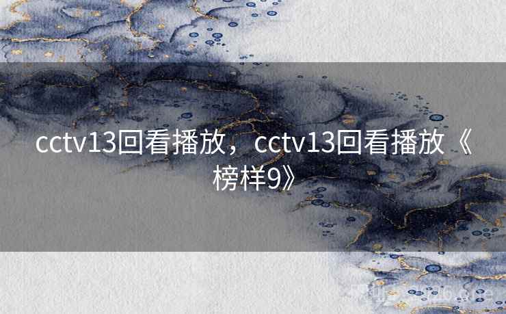 cctv13回看播放，cctv13回看播放《榜样9》